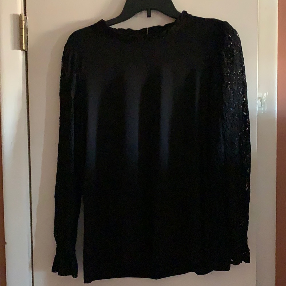 Mock Neck Lace Blouse
